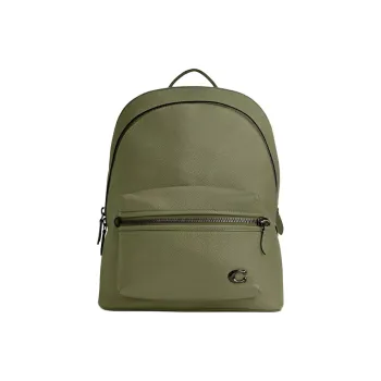 COACH Leather Backpack Tubas Men's Moss Green