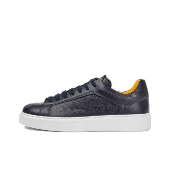 DOUCAL'S Logo Debossed Round Toe Sneakers