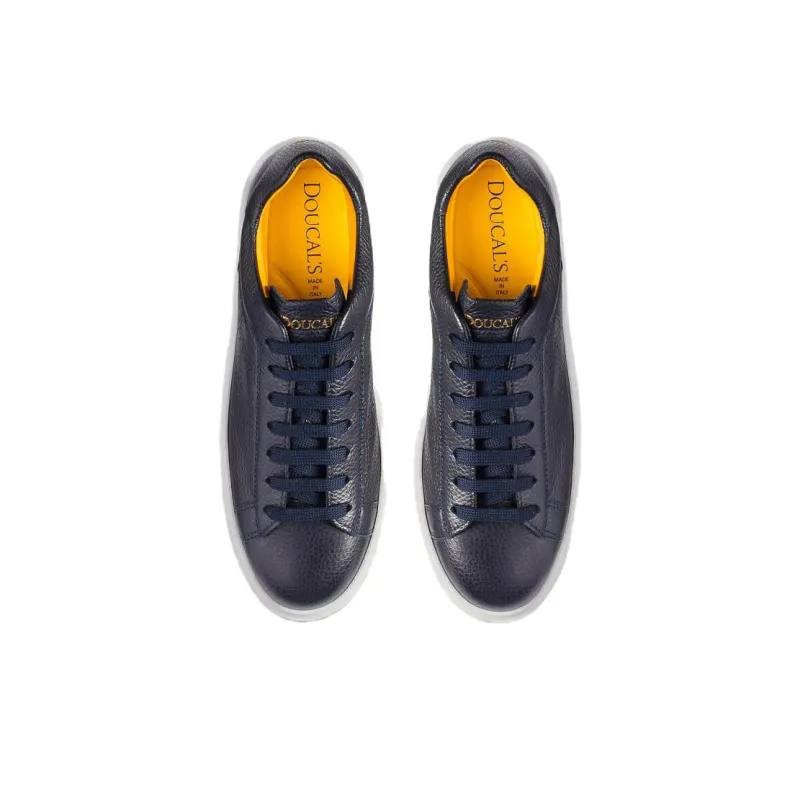DOUCAL'S Logo Debossed Round Toe Sneakers-3