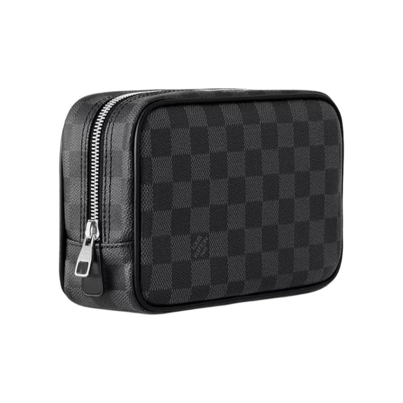 LOUIS VUITTON Canvas With Leather Trim Canvas Bag Toiletry Bag Women's Black-1