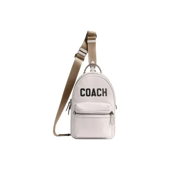 COACH Charter Soft Polished Pebbled Leather Shoulder Bag, Crossbody Bag Trumpets Men's Chalk White