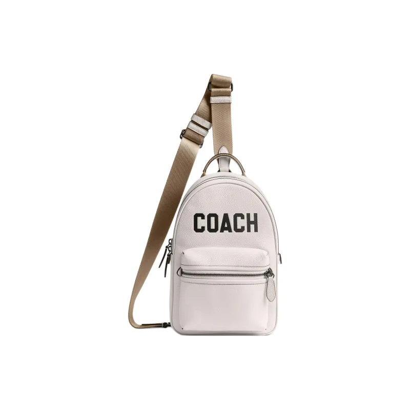 COACH Charter Soft Polished Pebbled Leather Shoulder Bag, Crossbody Bag Trumpets Men's Chalk White-0