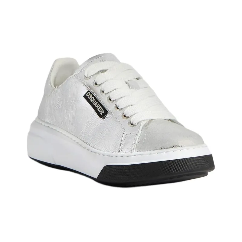 DSQUARED 2 Round Toe Metallic Lace Up Sneakers Women's-2
