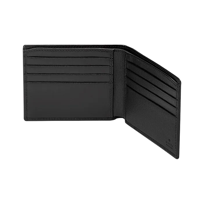 GUCCI Canvas With Leather Wallet Men's Black Gray-3