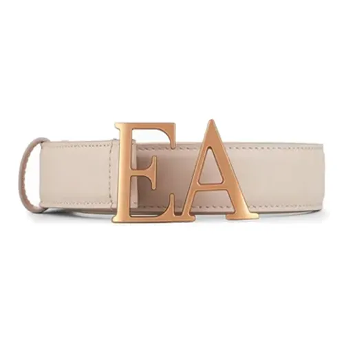 EMPORIO ARMANI Solid Color Decoration Letter Leather Smooth Buckle Leather Belts Women's Beige Width  2.5CM