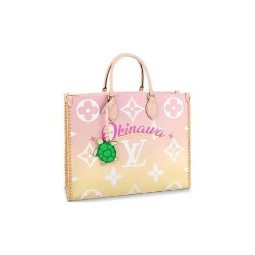 LOUIS VUITTON ONTHEGO Canvas Tote Bag Shopping Bag Shoulder Bag Handbag Large Size Women's Pink & Yellow