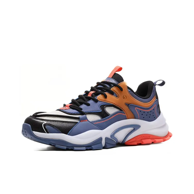 361° Prehistoric Giant Creatures Cushioned Slip-Resistant Low-Top Chunky Sneakers Men's Blue White-2
