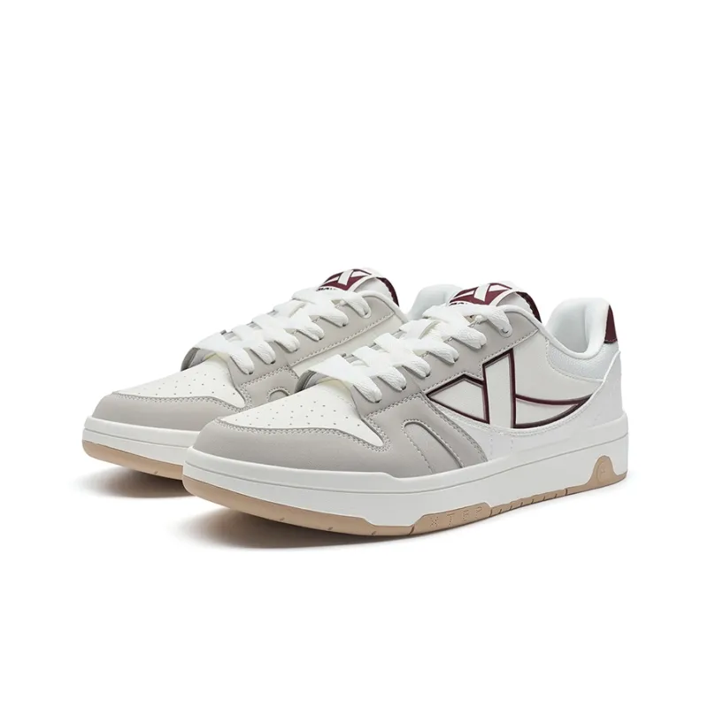 XTEP MAXX LITE Abrasion Resistant Low Top Skateboard Shoes Men's Sail White/Dove Gray/Team Red-4