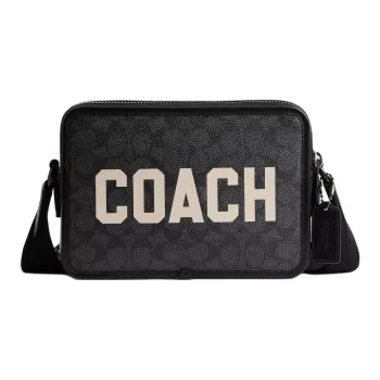 COACH Charter Coated Canvas Shoulder Bag Crossbody Bag Medium Size Women's Multi Charcoal