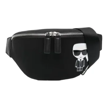 KARL LAGERFELD Polyamide With Leather Fanny Pack Medium Size Men's Black