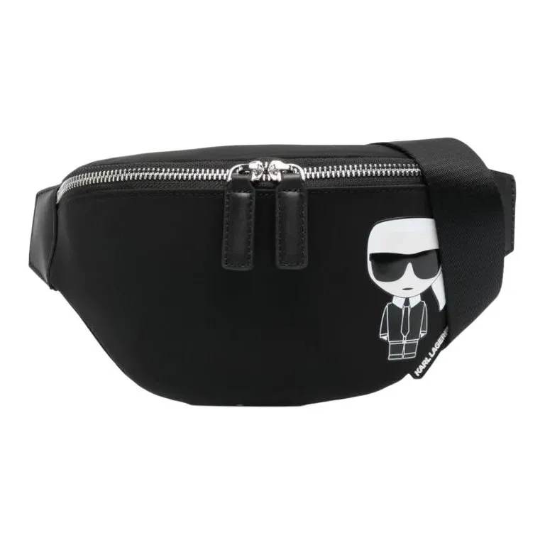 KARL LAGERFELD Polyamide With Leather Fanny Pack Medium Size Men's Black-0