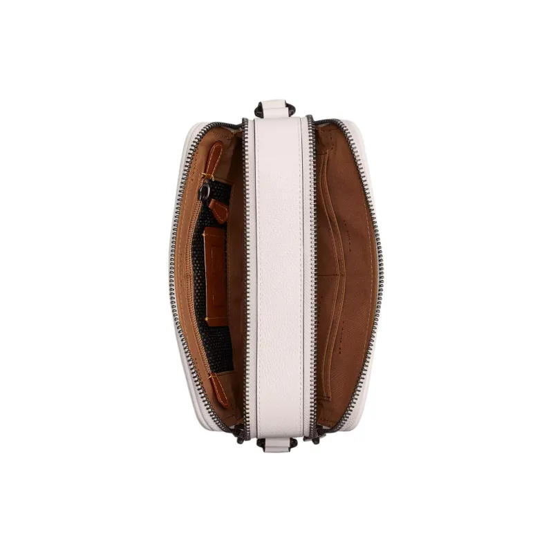 COACH Charter Soft Polished Pebbled Leather Shoulder Bag Crossbody Bag Medium Size Men's Chalk White-3