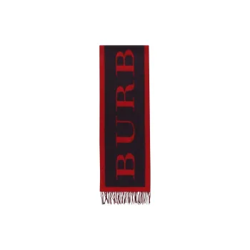Burberry Logo Fringed Wool Scarf