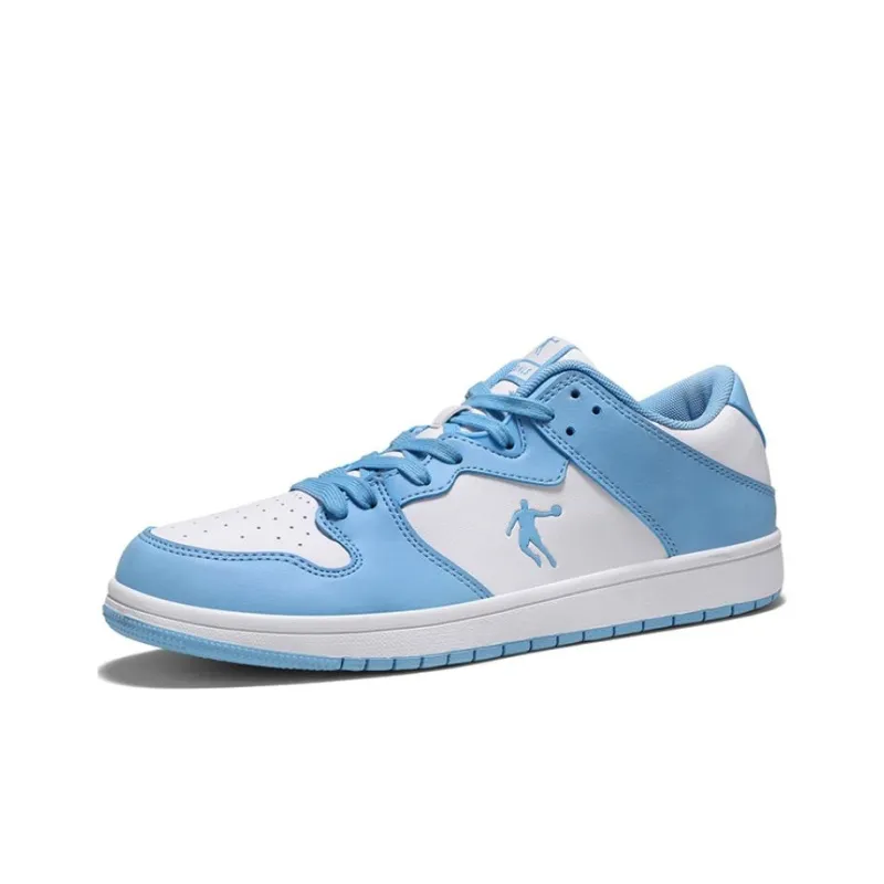 QIAODAN Slip Resistant Coverage Low Top Skateboard Shoes Men's White Blue-2