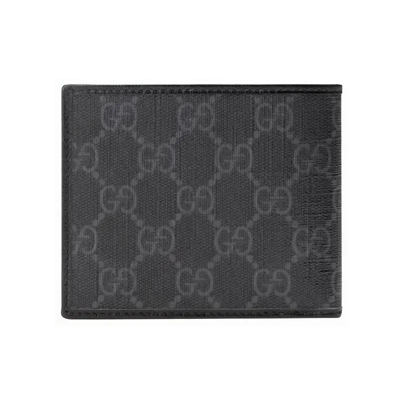 GUCCI Canvas With Leather Wallet Men's Black Gray-2
