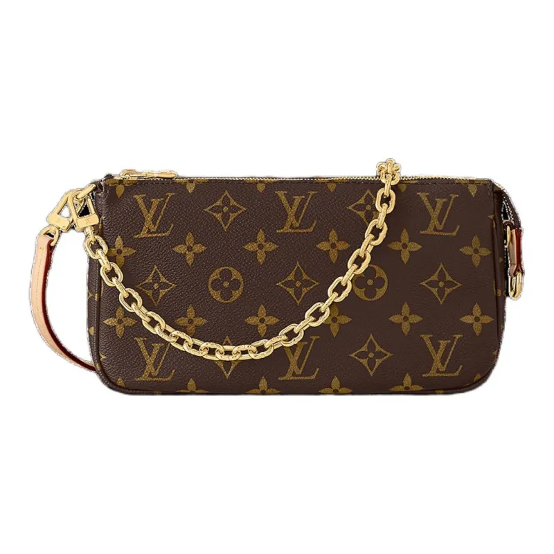 LOUIS VUITTON Coated Canvas Cow Leather Patchwork Trim Handbag Shoulder Bag Women's Brown-0