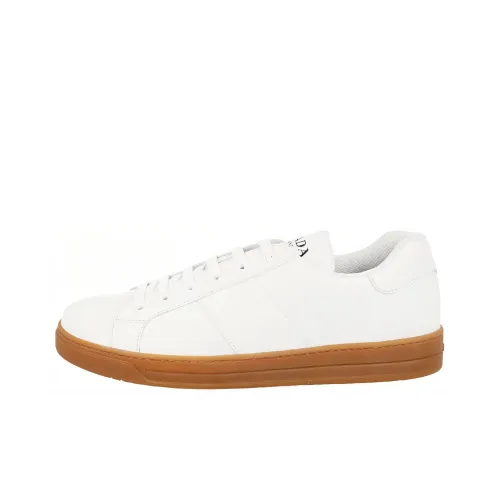 PRADA Skateboard Shoes Men Low-Top White/Ginger Yellow