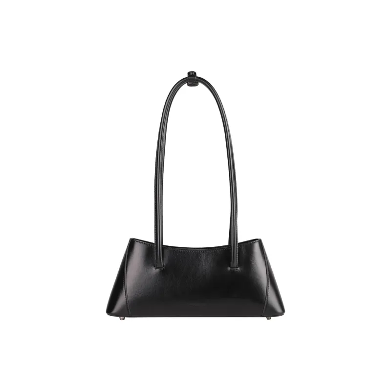 MESCOLATO Top Grain Cow Leather One Shoulder Shoulder Bag Medium Size Women's Ecru/Classic Black-1