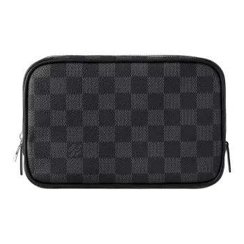 LOUIS VUITTON Canvas With Leather Trim Canvas Bag Toiletry Bag Women's Black