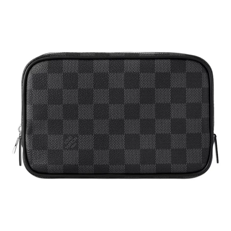 LOUIS VUITTON Canvas With Leather Trim Canvas Bag Toiletry Bag Women's Black-0