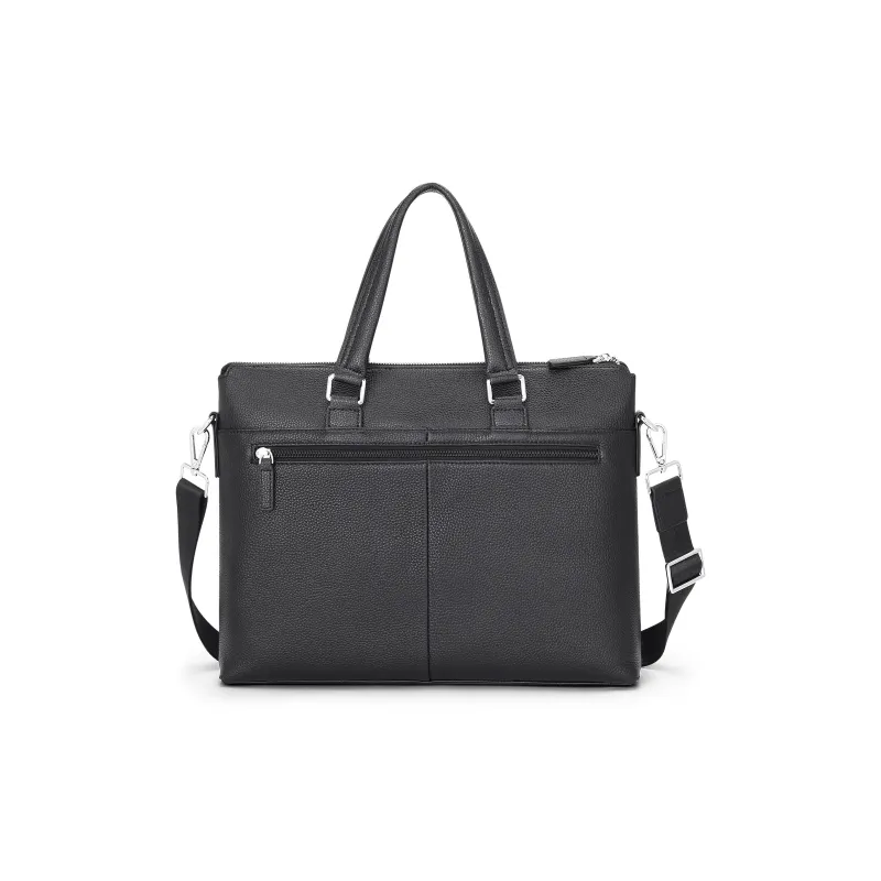 MEXICAN Cow Leather Briefcase, Lawyer Bag, One Shoulder Laptop Bag, Crossbody Handbag Regular Men's Black-2