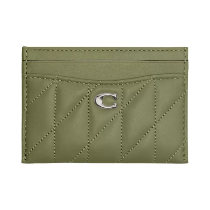 COACH Card Case Nappa Leather Card Holder Mini Women's Light Antique Nickel & Moss-0