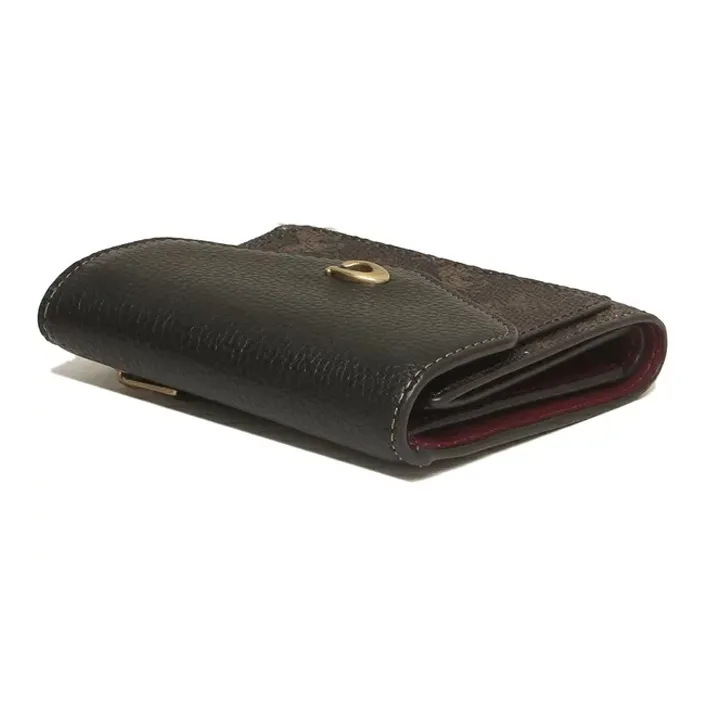 COACH Wyn Leather Clutch Envelope Bag Coin Purse Wallet Regular Women's Black-3