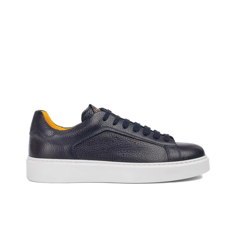 DOUCAL'S Logo Debossed Round Toe Sneakers-1