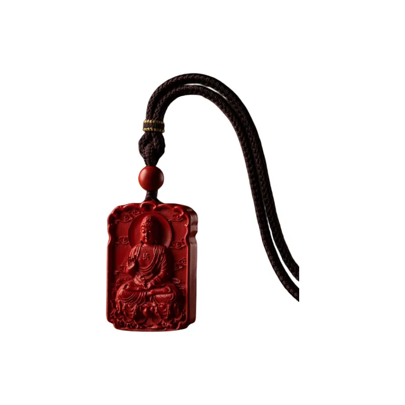 Xifeng Building Cinnabar Chalcedony Pendant Unisex-10