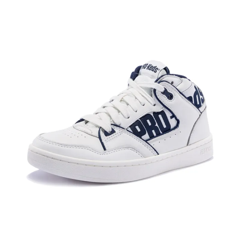 Keds Jumpshot Cushioned Wear-Resistant Slip-Resistant Breathable Mid-Top Skateboard Shoes Unisex White Blue-1