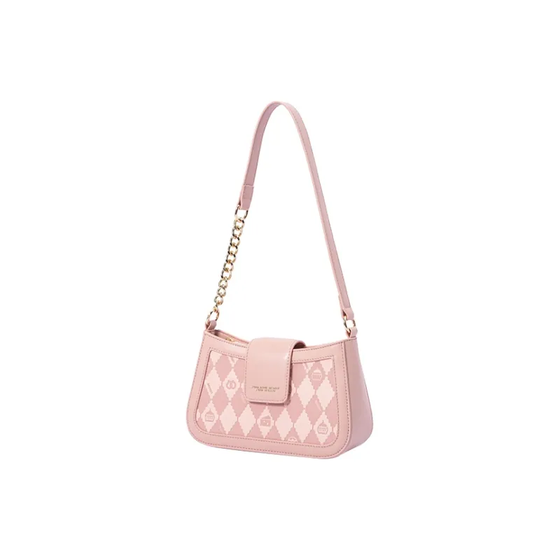 SEM/R PU Shoulder Bag Small Size Women's Black/Ecru/Pink-1
