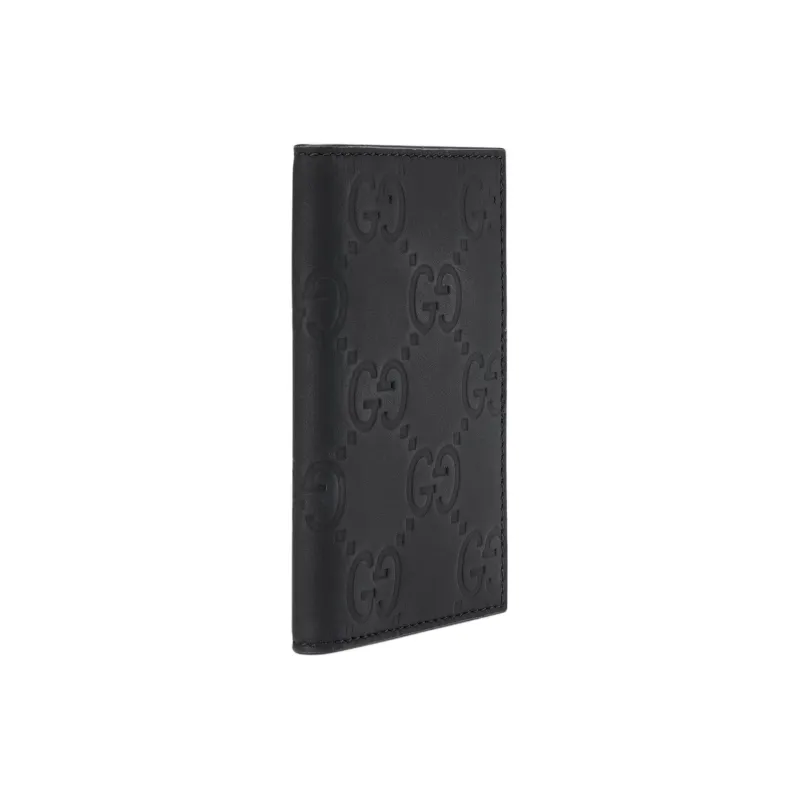 GUCCI Leather Card Clip Card Holder Men's Black-2