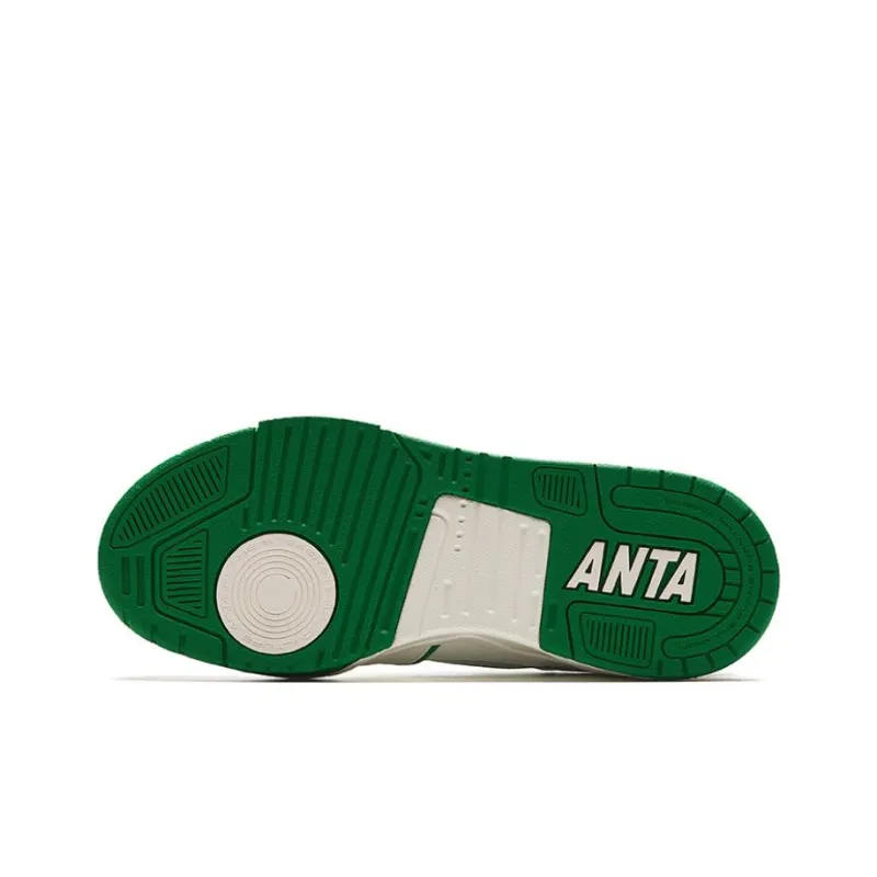 Anta Life Collection Anti-Slip Wear-Resistant Low-Top Skateboard Shoes Women's White Green-3