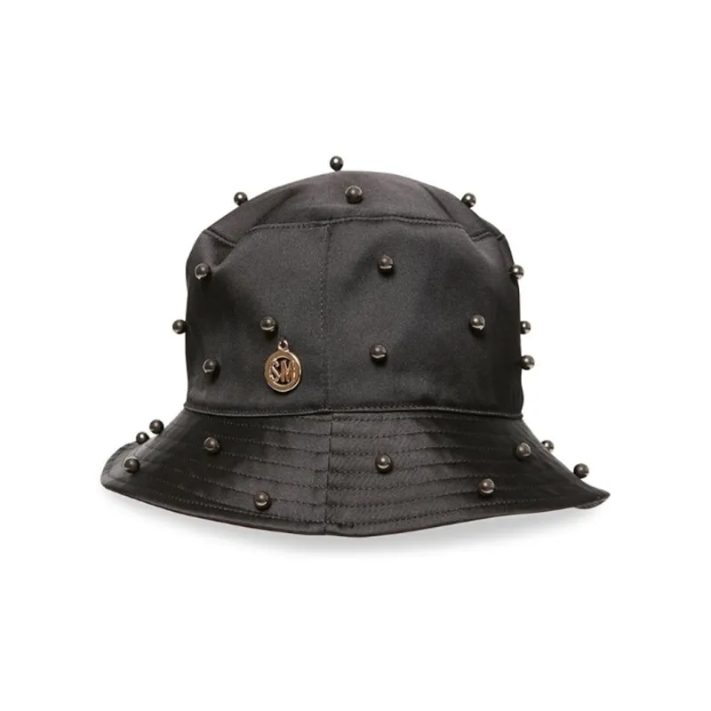 STEVE MADDEN Satin Pearl Bucket Hats Men's Black-0