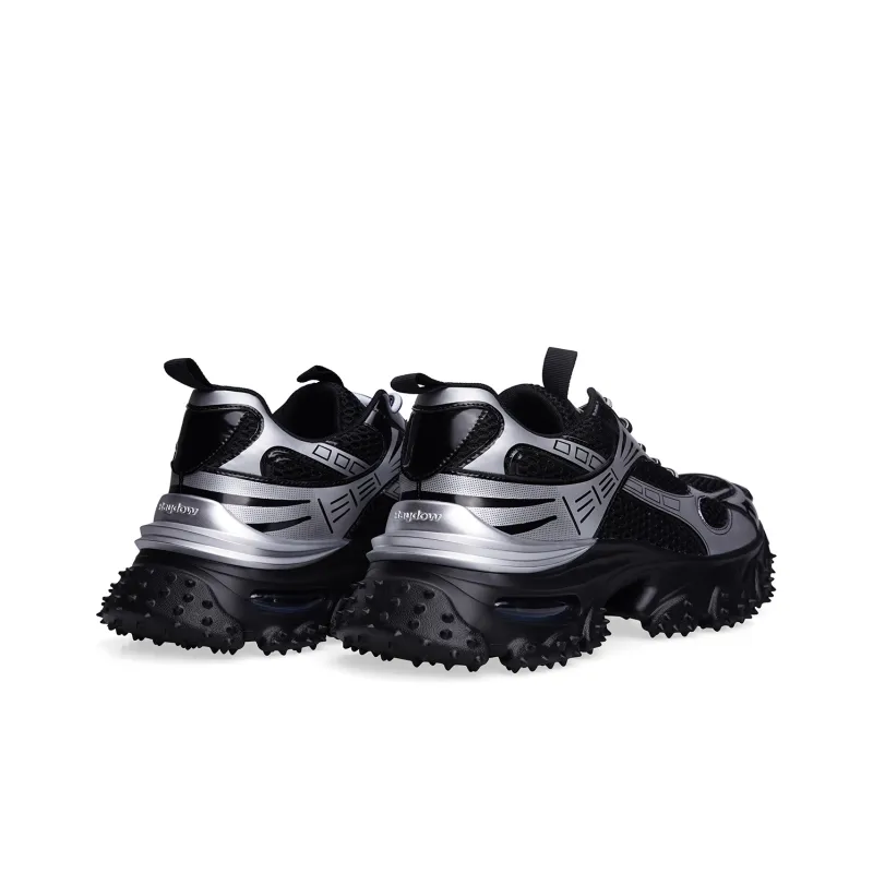 BOSSSUNWEN Anti Slip Wear Resistant Low Top Chunky Sneakers Unisex Black Silver-3