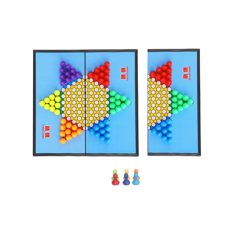 CAYI Hoppity Kids Cognitive Five-in-A-Row Go Board Game 2-in-1 Large Magnetic Pieces Foldable Checkerboard Board Games-0