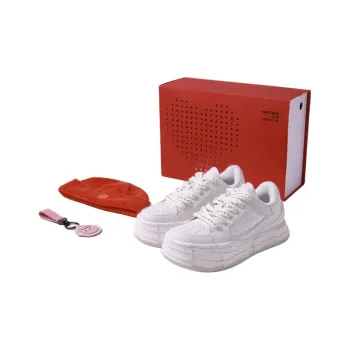 FARMER BOB Height Increasing Wear-Resistant Breathable Slip-Resistant Low-Top Skateboard Shoes Unisex White