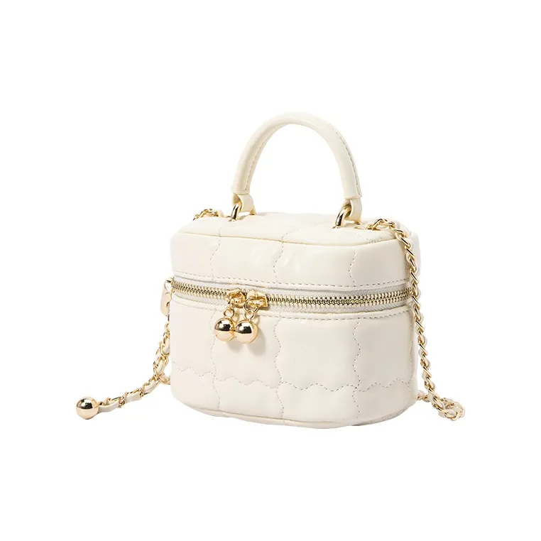 SEM/R Metal Chain Makeup Bag, Box Bag, Handbag, Shoulder Bag, Crossbody Bag Mini Women's Cream Series-1