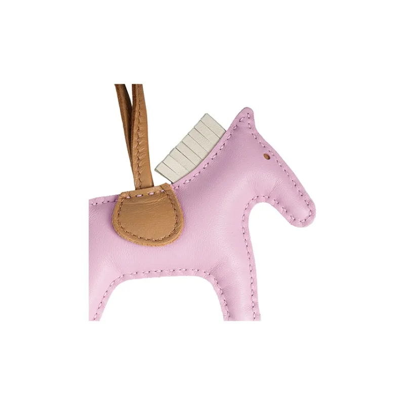HERMES Leather Pendants Unisex Brocade Lotus Pink Chalk White Milk Tea Beige-2