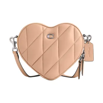 COACH Heart Nappa Leather Heart Shaped Bag Shoulder Bag Crossbody Bag Small Size Women's Beige Yellow