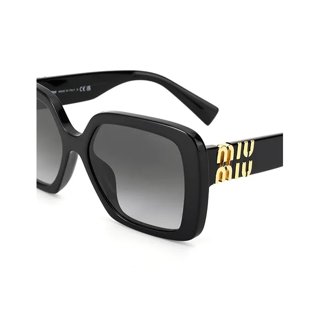 MIU MIU Plate Frame Irregular Shape Sunglasses Women's Black-3