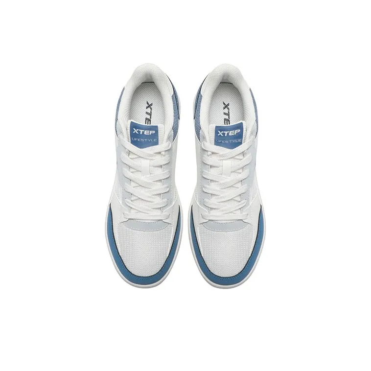 XTEP Skateboard Shoes Men Low Top Sail White/Vintage Blue/Gray Blue-3