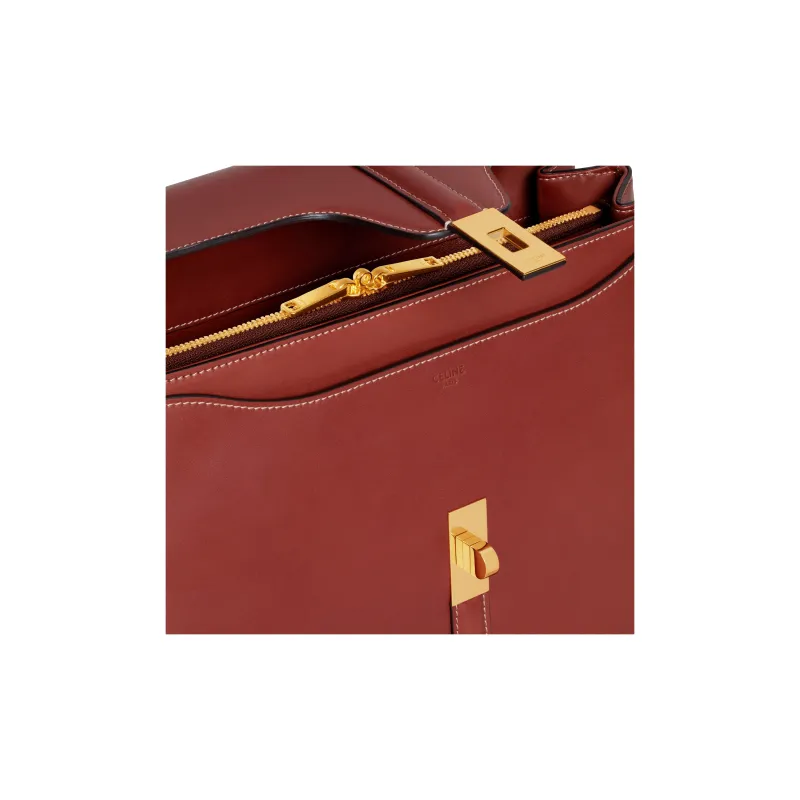 CELINE 16 Cow Leather Crossbody One Shoulder Handbag Medium Size Women's Red-3