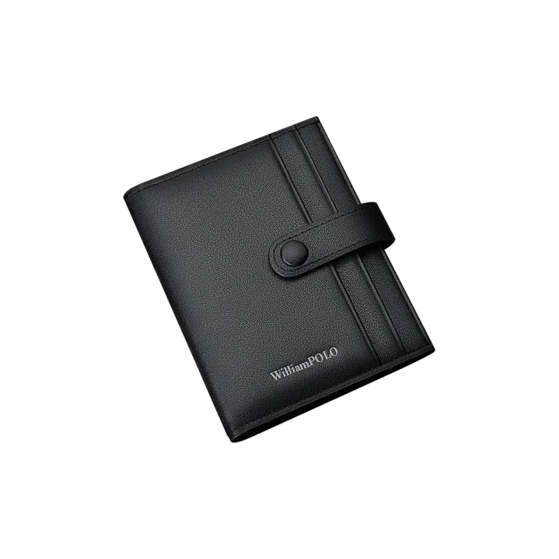 WilliamPOLO Top Grain Cow Leather Card Holder Individual Storage Bag Regular Men's Black-6