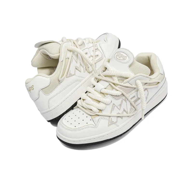 MR.PESIN Low Top Skateboard Shoes Unisex White Apricot-2