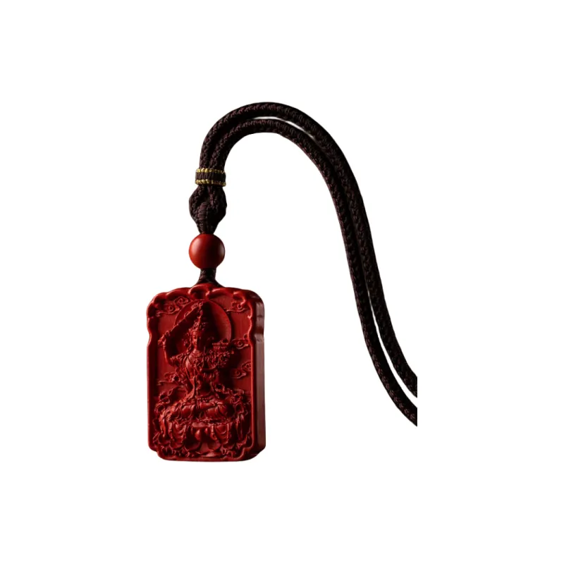 Xifeng Building Cinnabar Chalcedony Pendant Unisex-4