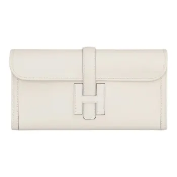 HERMES Jige Swift Calfskin Clutch Women's M4 Gris Pale Cream Gray