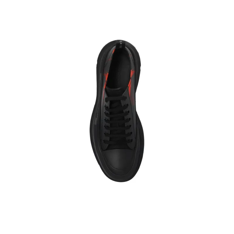 Alexander McQueen Tread Slick Lace Up Sneakers 'Black Red'-3