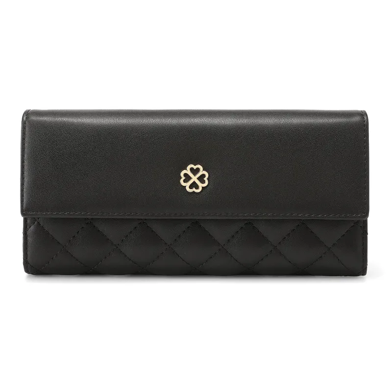 MEXICAN Cow Leather Bill Compartment Wallet Regular Women's Black/Ecru-1
