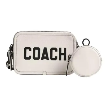 COACH Charter Soft Polished Pebbled Leather Shoulder Bag, Crossbody Bag Men's Chalk White